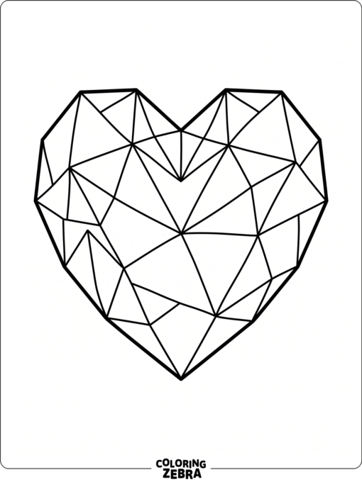 Un corazón formado por triángulos y polígonos