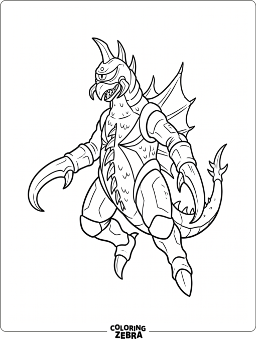 Gigan hovering with hooked claws