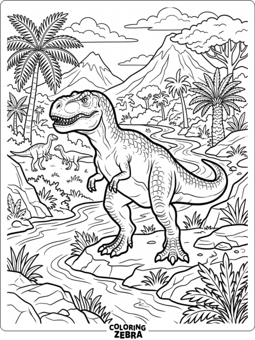 A Gigantosaurus in a clean prehistoric landscape