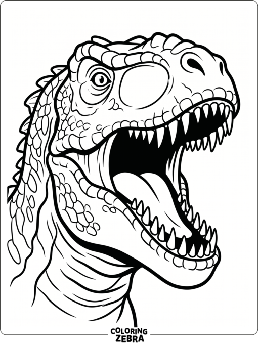 A close-up Gigantosaurus head with sharp teeth