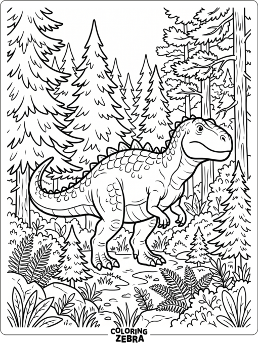 A Gigantosaurus in a simple forest scene