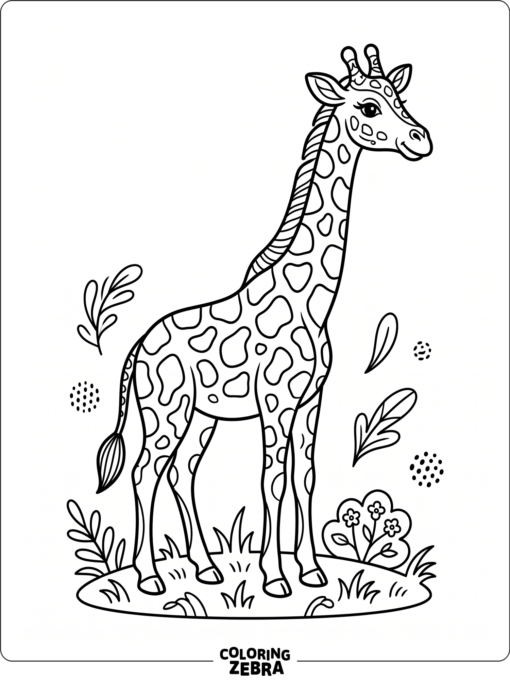 A decorative giraffe design with curved lines and spots