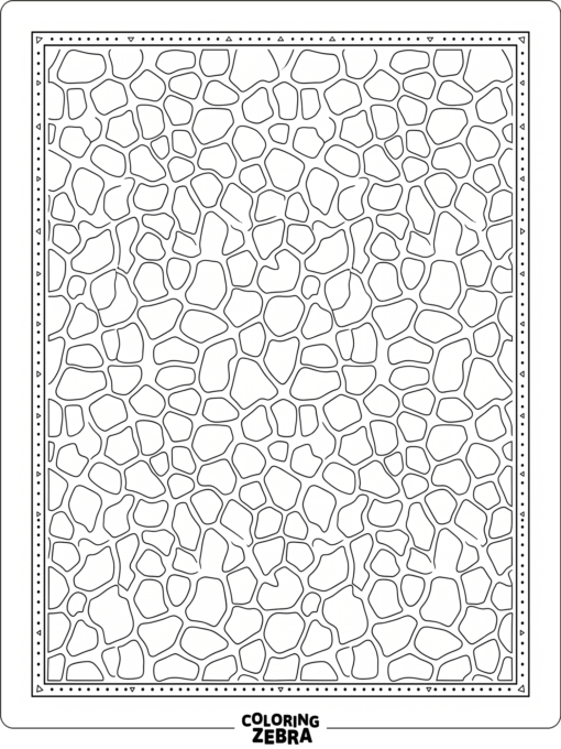 A giraffe skin pattern with repeating spots and a border