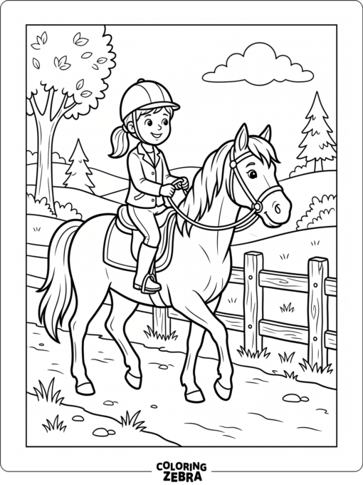 A girl riding a horse in boots and a helmet