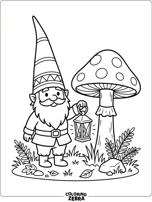 A tiny gnome with a lantern and tall hat