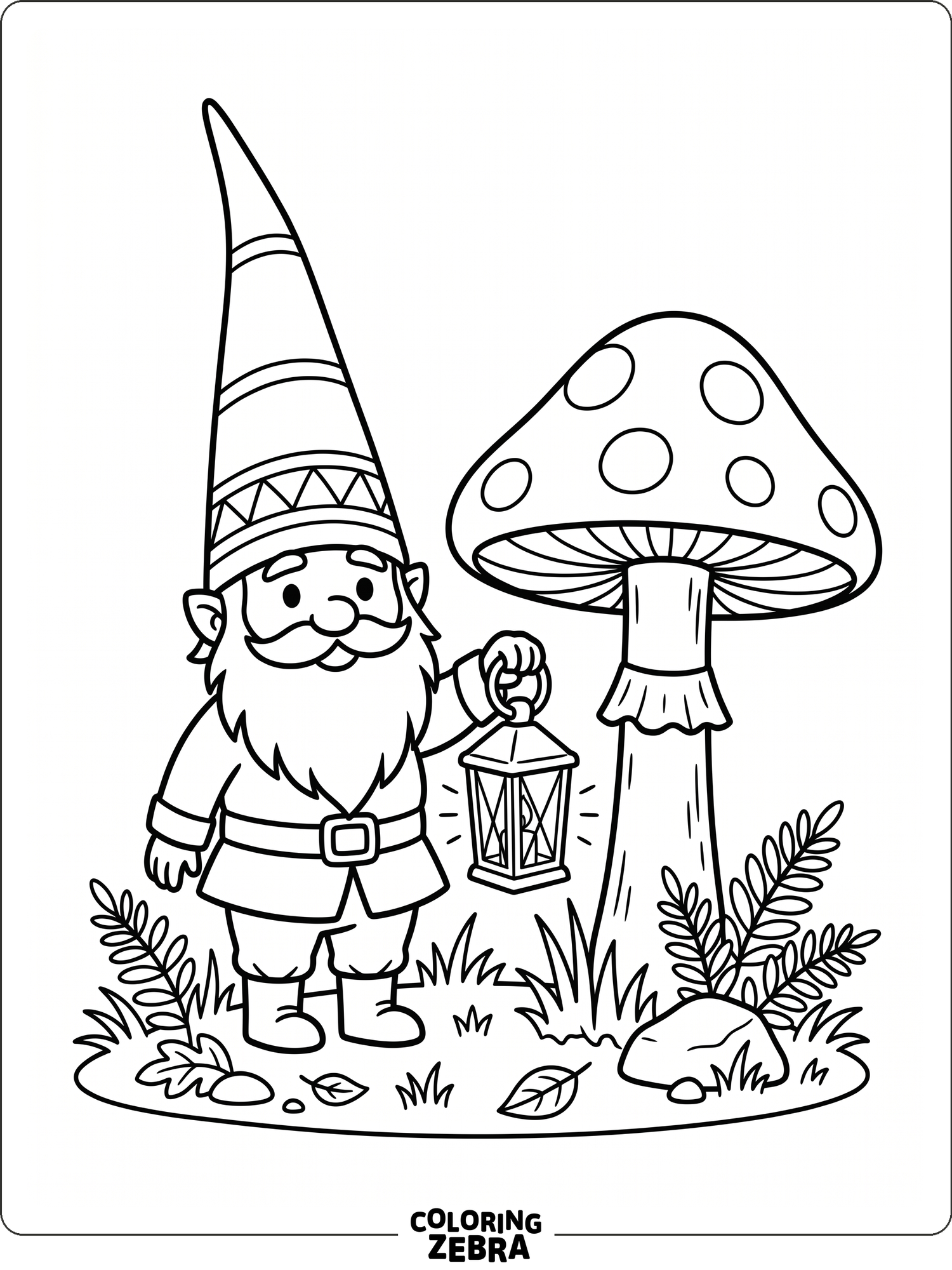 A tiny gnome with a lantern and tall hat