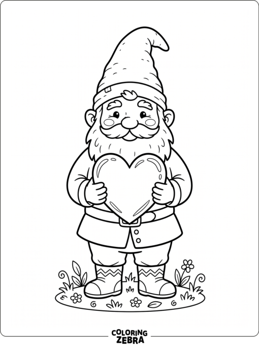 A gnome holding a heart in both hands