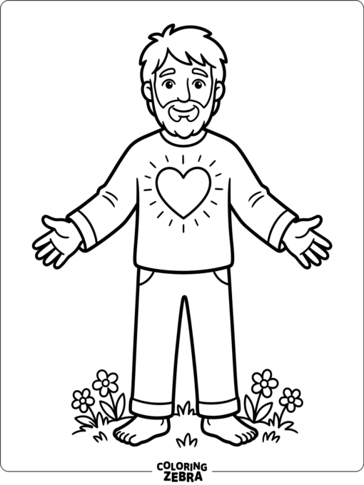 Father figure with a glowing heart symbol