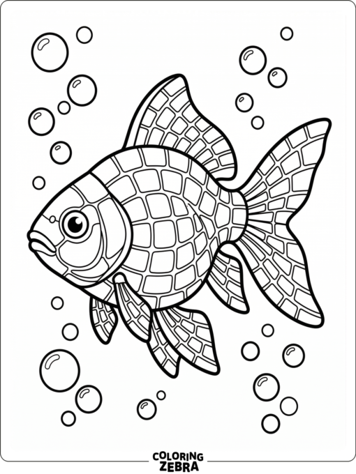 A goldfish formed from small mosaic tiles