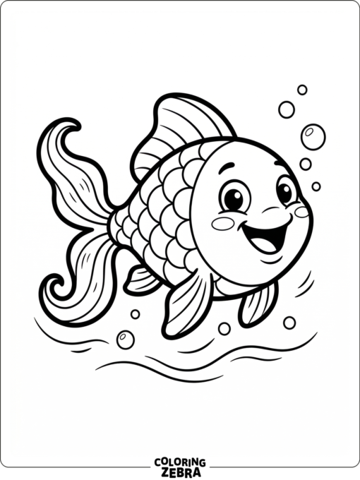 A cartoon goldfish with a big smile