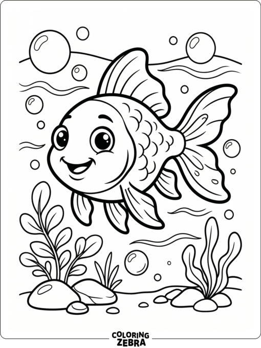 A goldfish with oversized eyes and a cheerful look