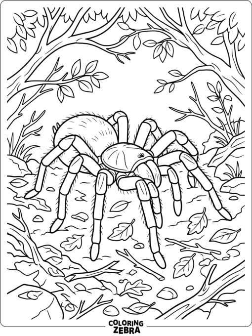 A giant goliath bird eating spider on the forest floor
