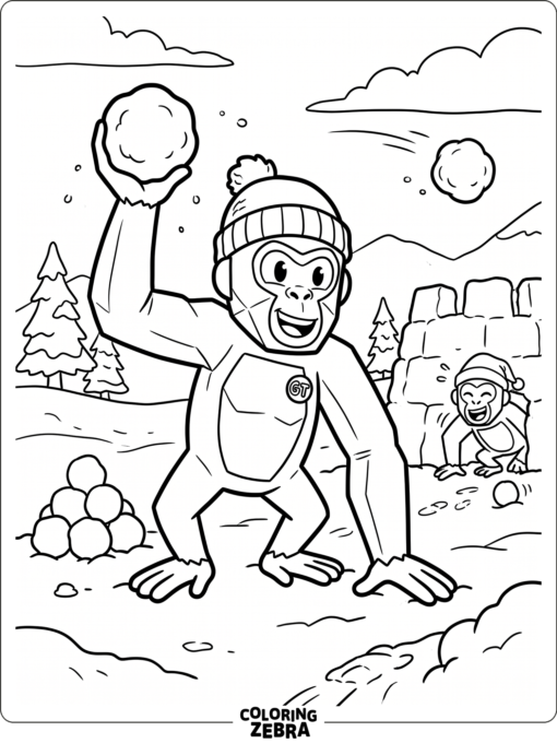 Gorilla Tag monkey in a snowball fight