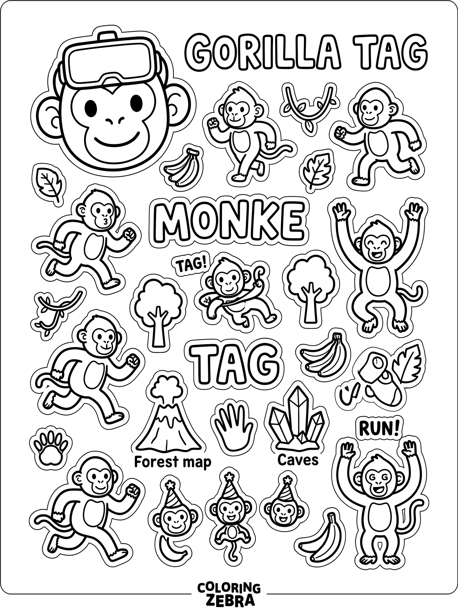 Goriall Rack 36 Free Gorilla Tag Coloring Pages - Printable PDF Sheets