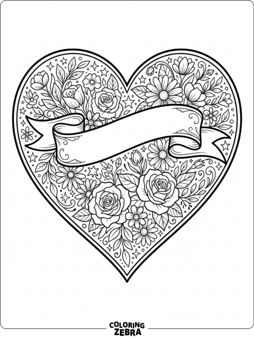 A heart filled with flowers and stars
