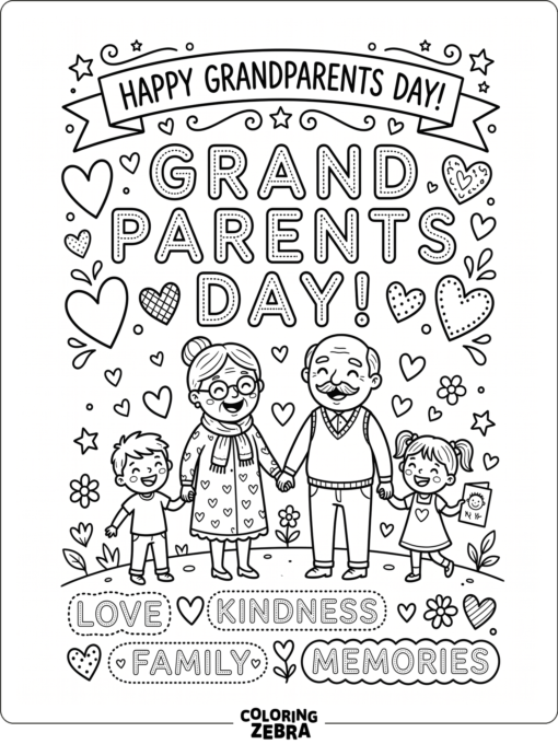 Traceable letters with hearts and a banner