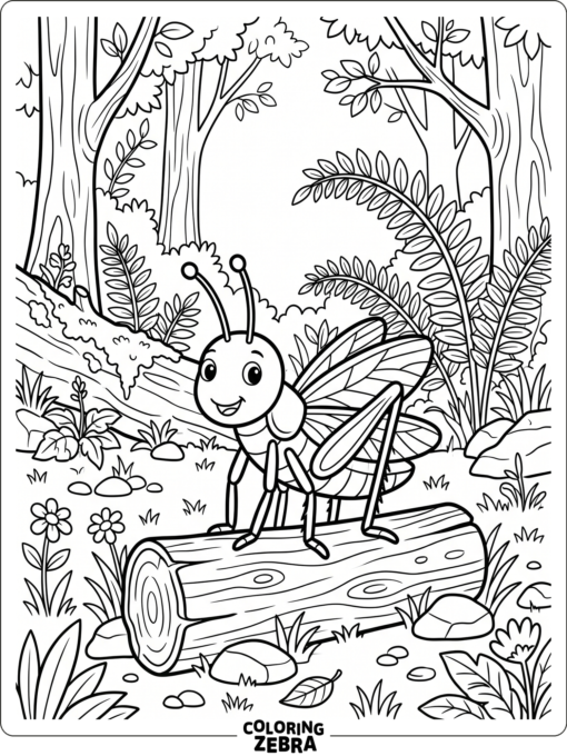 A grasshopper in a forest clearing