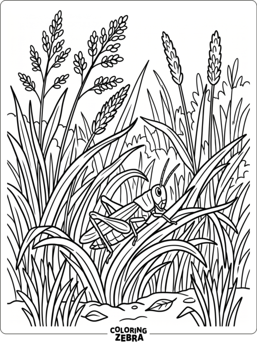 A grasshopper hidden in tall grass