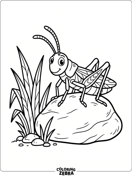 A grasshopper sitting on a rock