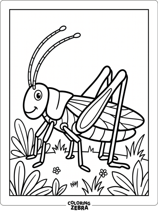 A simple grasshopper outline with antennae and legs