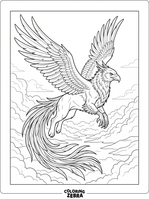 A griffin gliding through the sky