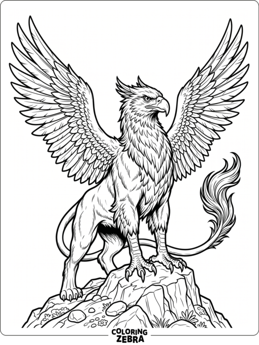 A griffin with wings spread wide