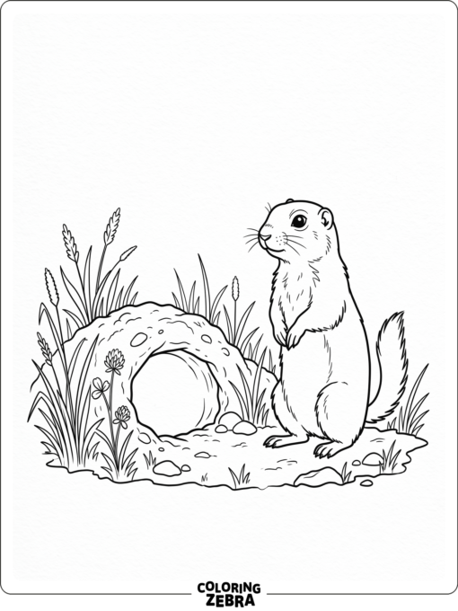 A ground squirrel near a burrow entrance