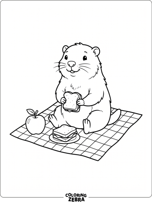 Groundhog Day placemat with a picnic scene