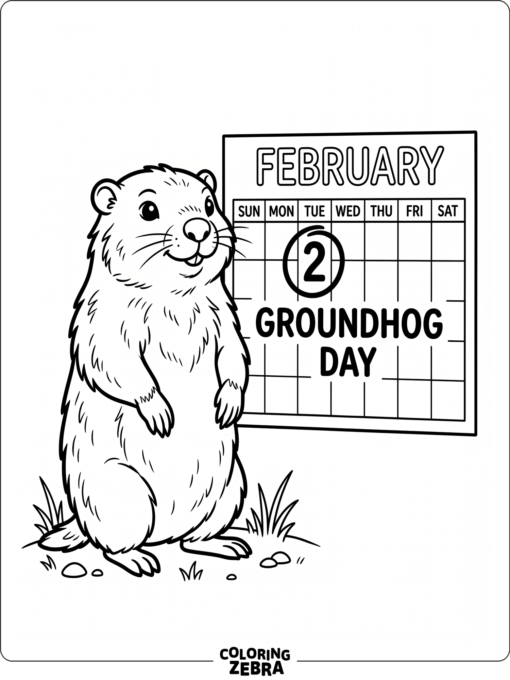 Groundhog with a February 2 calendar
