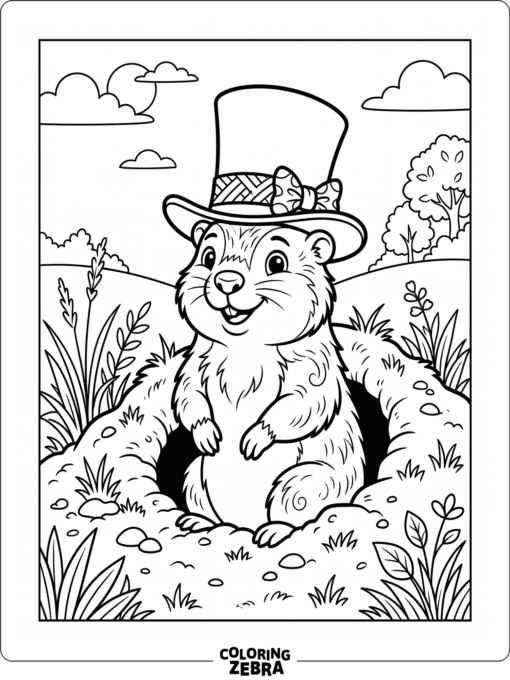 Groundhog in a tall top hat