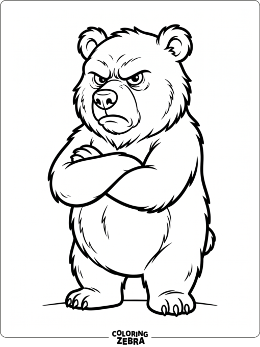 A grumpy bear with crossed arms