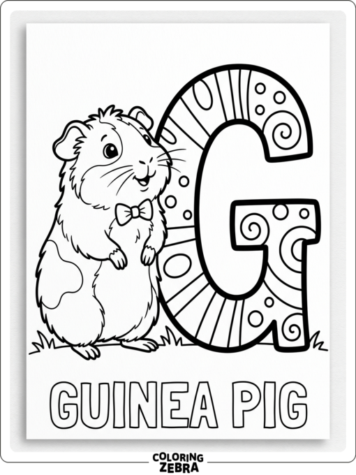 A guinea pig standing beside the letter G