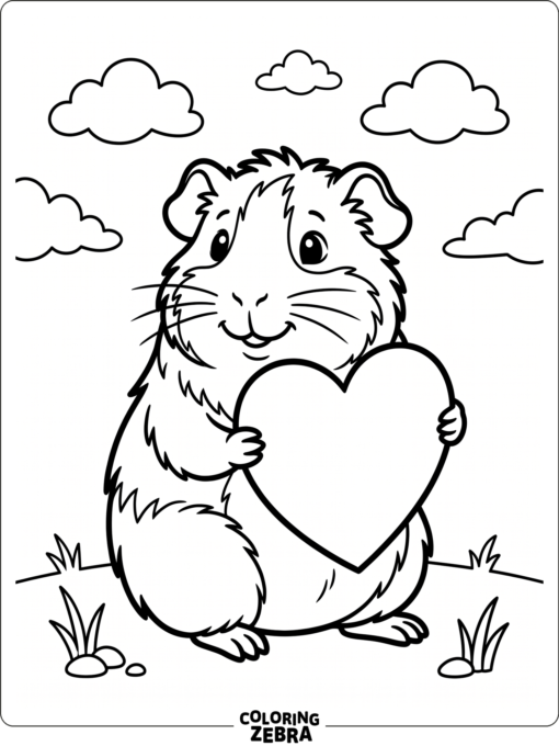 A guinea pig holding a heart shape