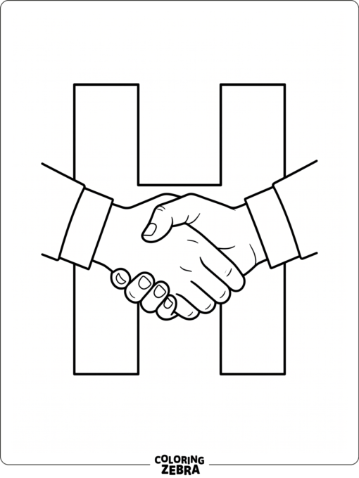 A big H with two hands shaking