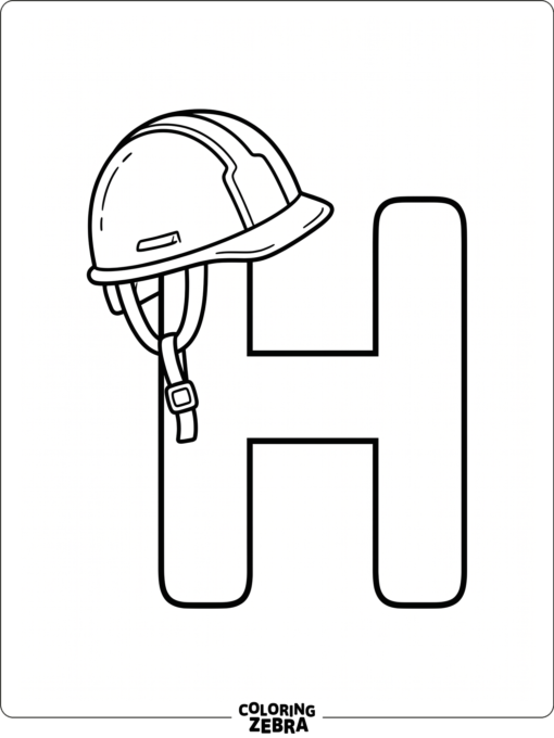 A large H with a safety helmet beside it
