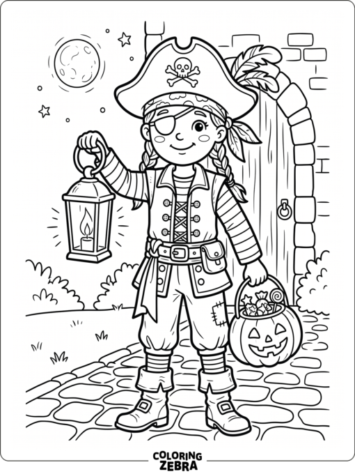 Child in a Halloween costume with lantern