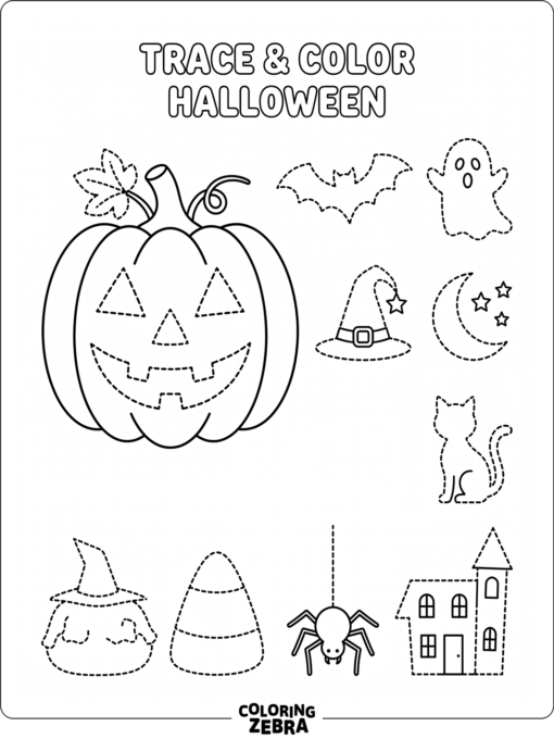 Dotted Halloween shapes for tracing practice