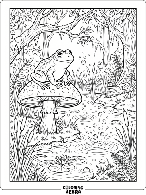 A frog sitting on a mushroom