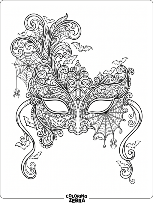 Masquerade mask with spiderwebs and bats