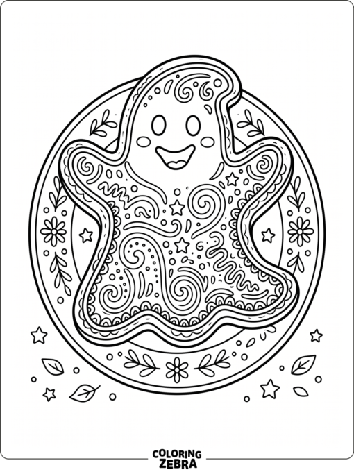 Ghost-shaped sugar cookie with icing details