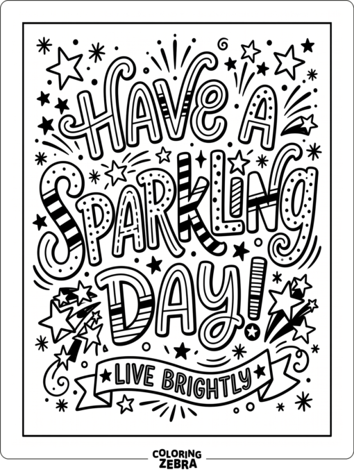 Happy lettering with stars and striped accents