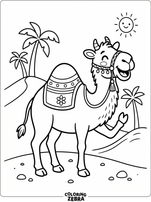 A happy camel with large simple shapes for kids