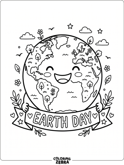 Happy Earth With Banner