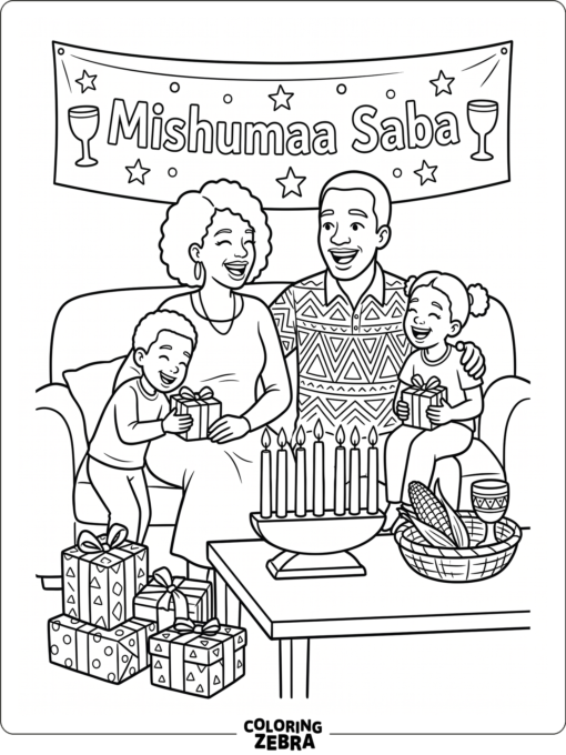 Happy family celebrating Kwanzaa together