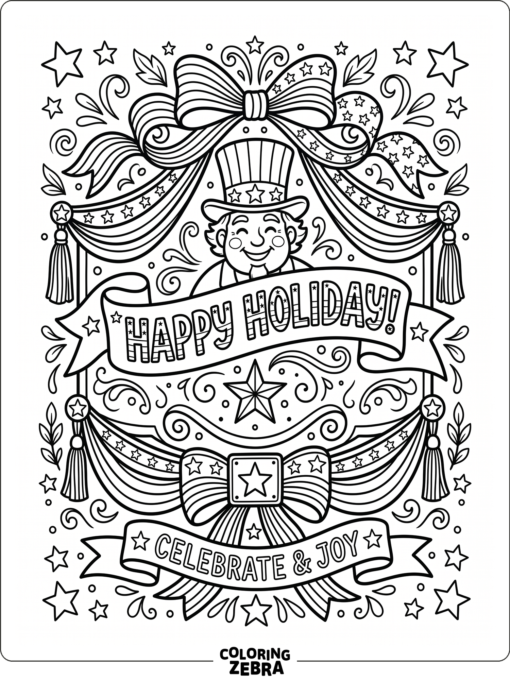 Happy Labor Day sign with stars and bunting