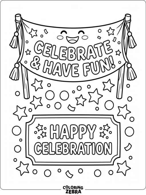 A happy Mardi Gras sign with confetti around it