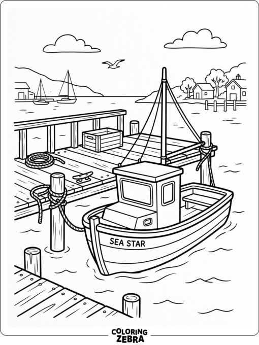 A small harbor boat tied at the dock