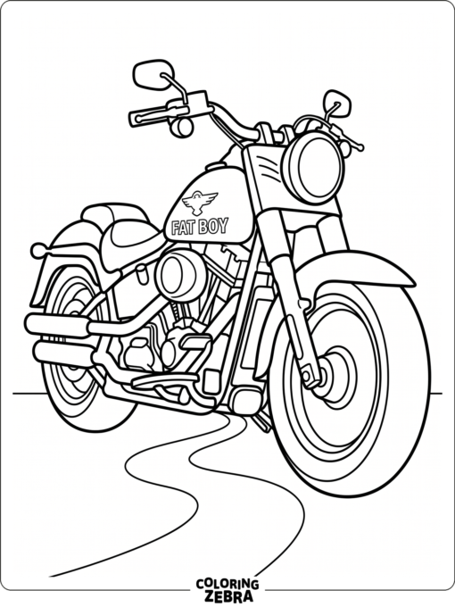 Fat Boy motorcycle with chunky tires and strong frame