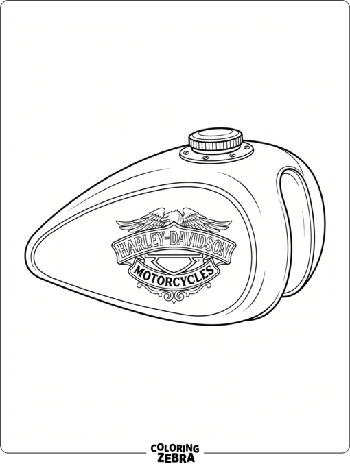 Motorcycle fuel tank with emblem and curved sides