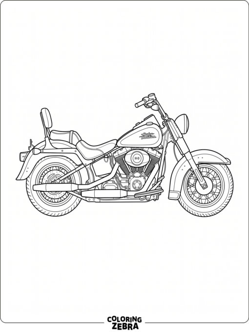 Side profile Harley motorcycle with simple frame